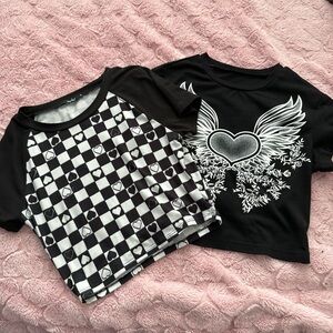 Papaya Black and White Crop Top Checkered Design